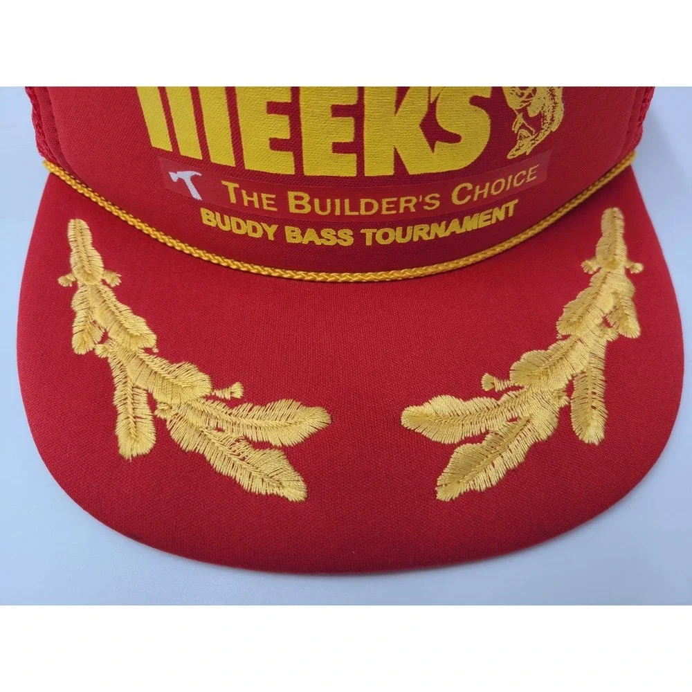 Vintage Meeks Buddy Bass Tournament Scrambled Eggs Mesh Trucker Snapback Hat Cap